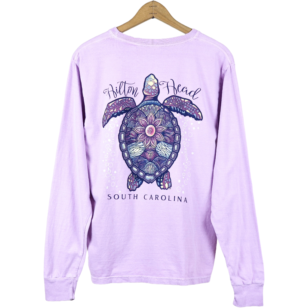 Bubbling Sea Turtle Long Sleeve Hilton Head T-Shirt