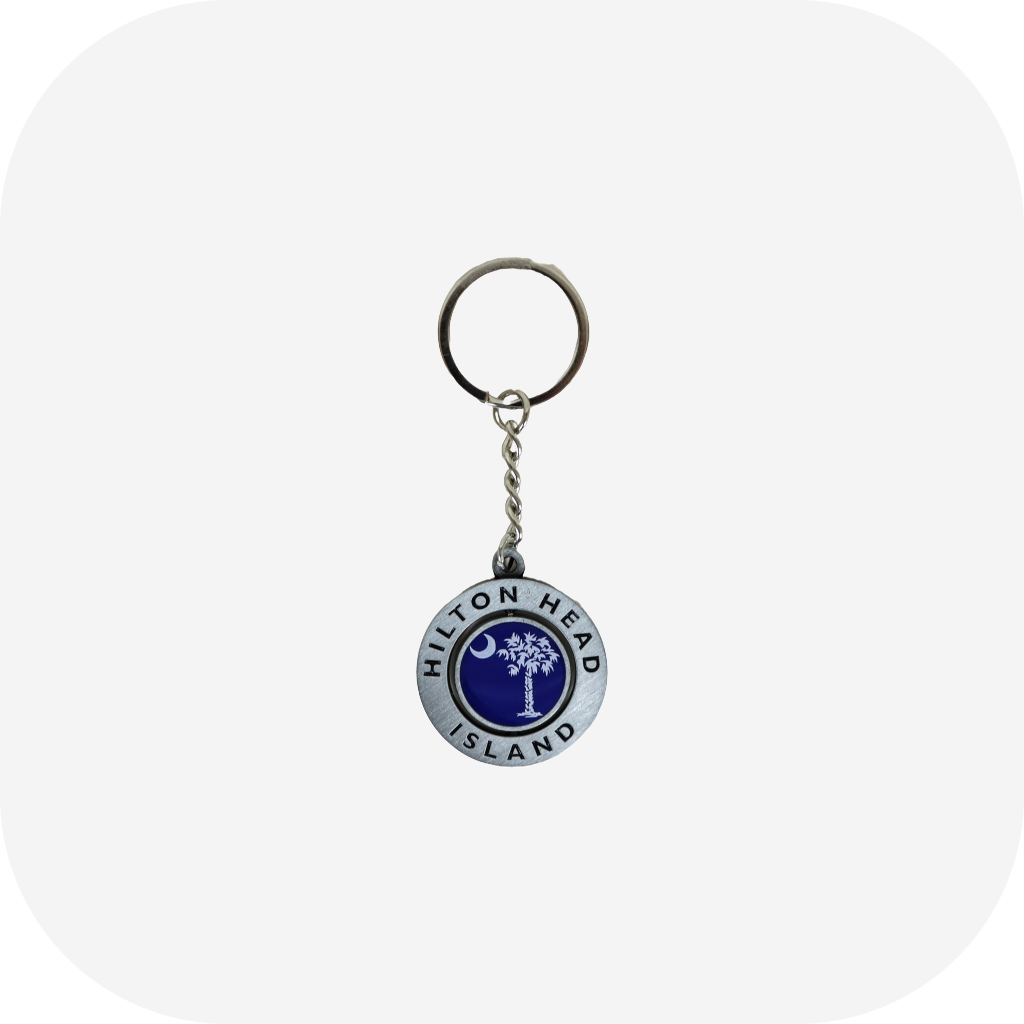 Hilton Head Island Silver Spinner Key Chain