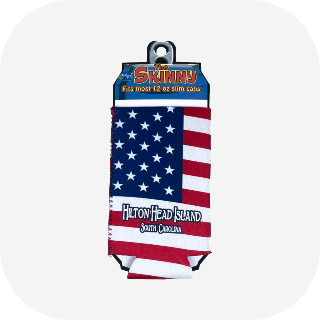 Hilton Head Island American Flag Skinny Can Cooler