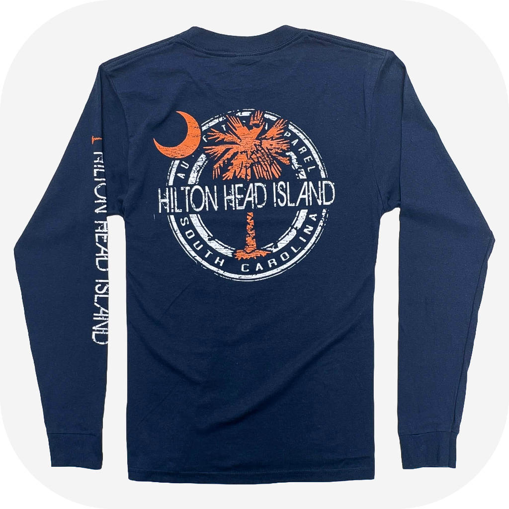 Shotgun Palm Moon Hilton Head Island Long Sleeve T-Shirt