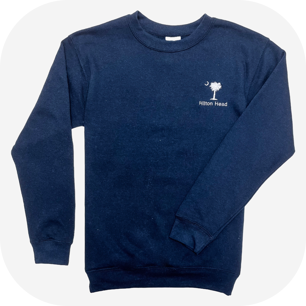 Embroidered Palm Moon Hilton Head Crew Neck Sweatshirt