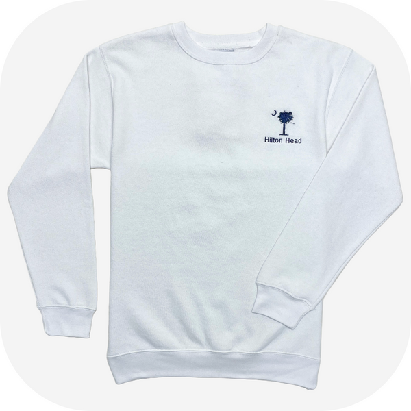 Embroidered Palm Moon Hilton Head Crew Neck Sweatshirt - Camp