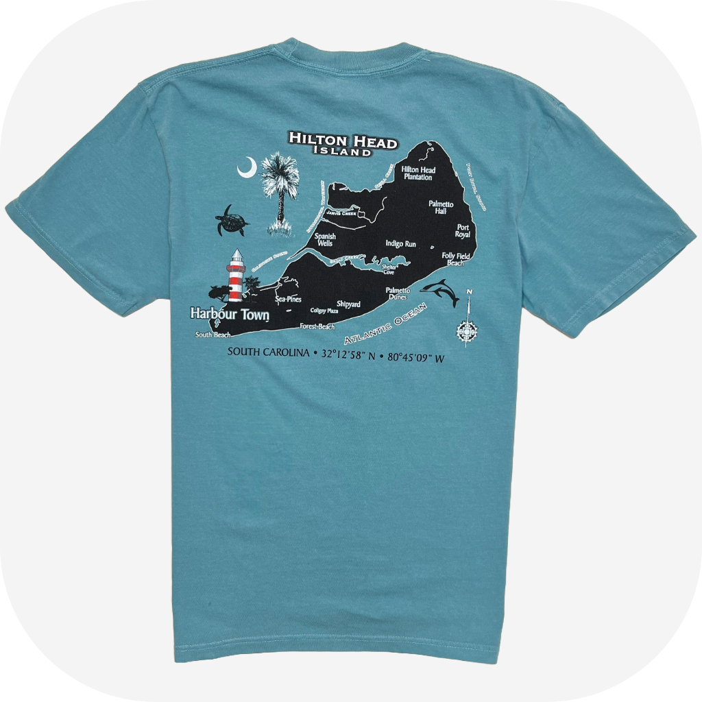 Hilton Head Island Floating Map T-Shirt