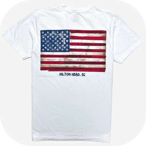 Hilton Head SC Driftwood American Flag Tee