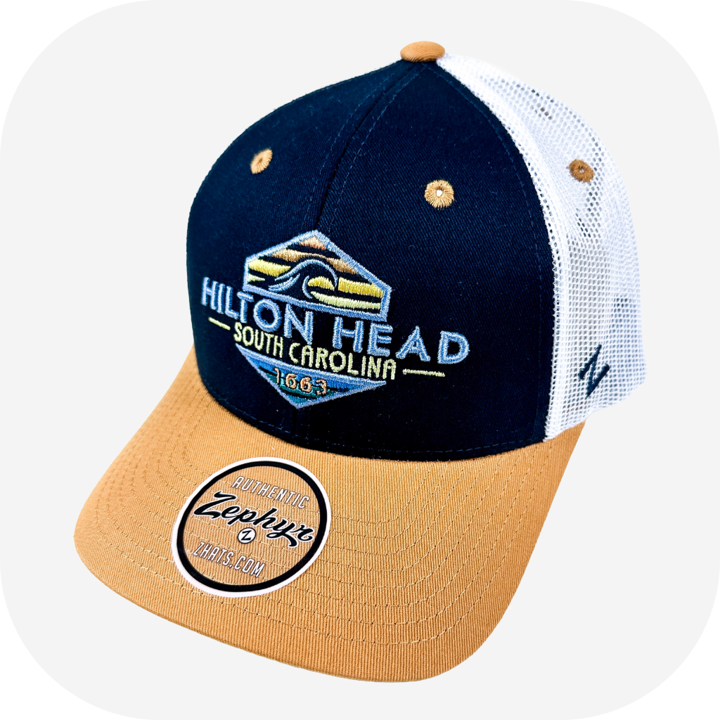 Hilton Head Embroidered Wave Mesh Cap
