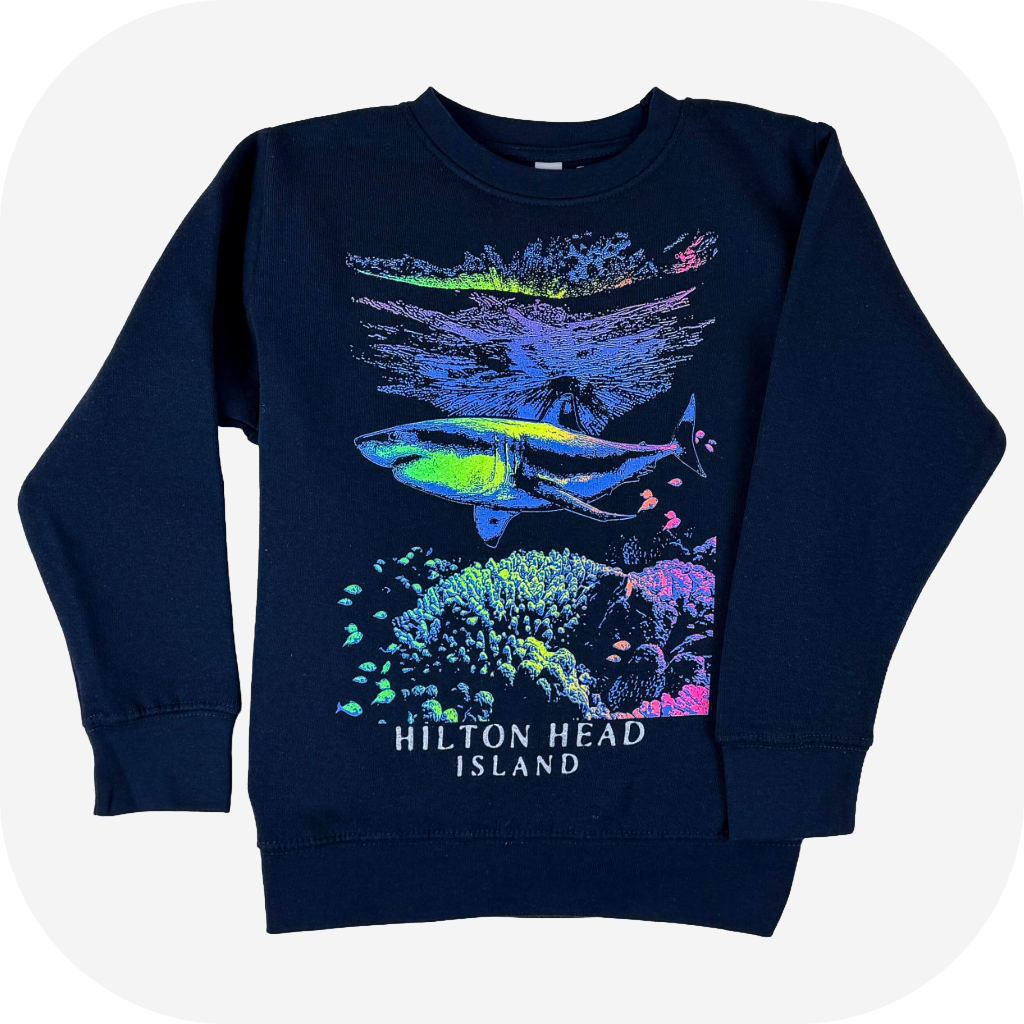 Youth Hilton Head Brightside Shark Crewneck