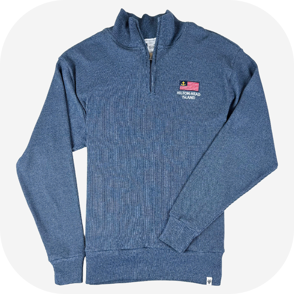 Hilton Head Embroidered Flag 1/4 Zip Sweatshirt