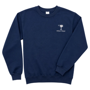 Embroidered Palm Moon Hilton Head Crew Neck Sweatshirt