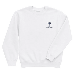 Embroidered Palm Moon Hilton Head Crew Neck Sweatshirt
