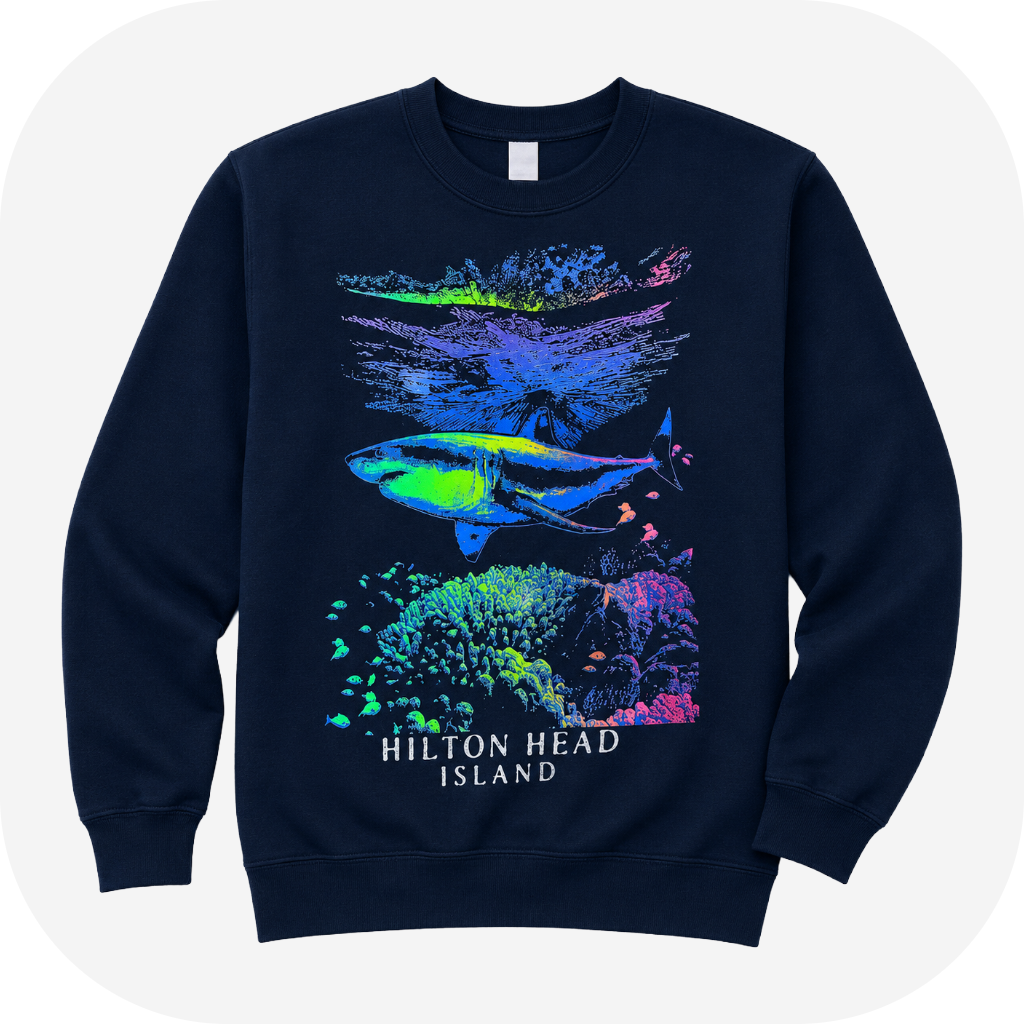 Youth Hilton Head Brightside Shark Crewneck