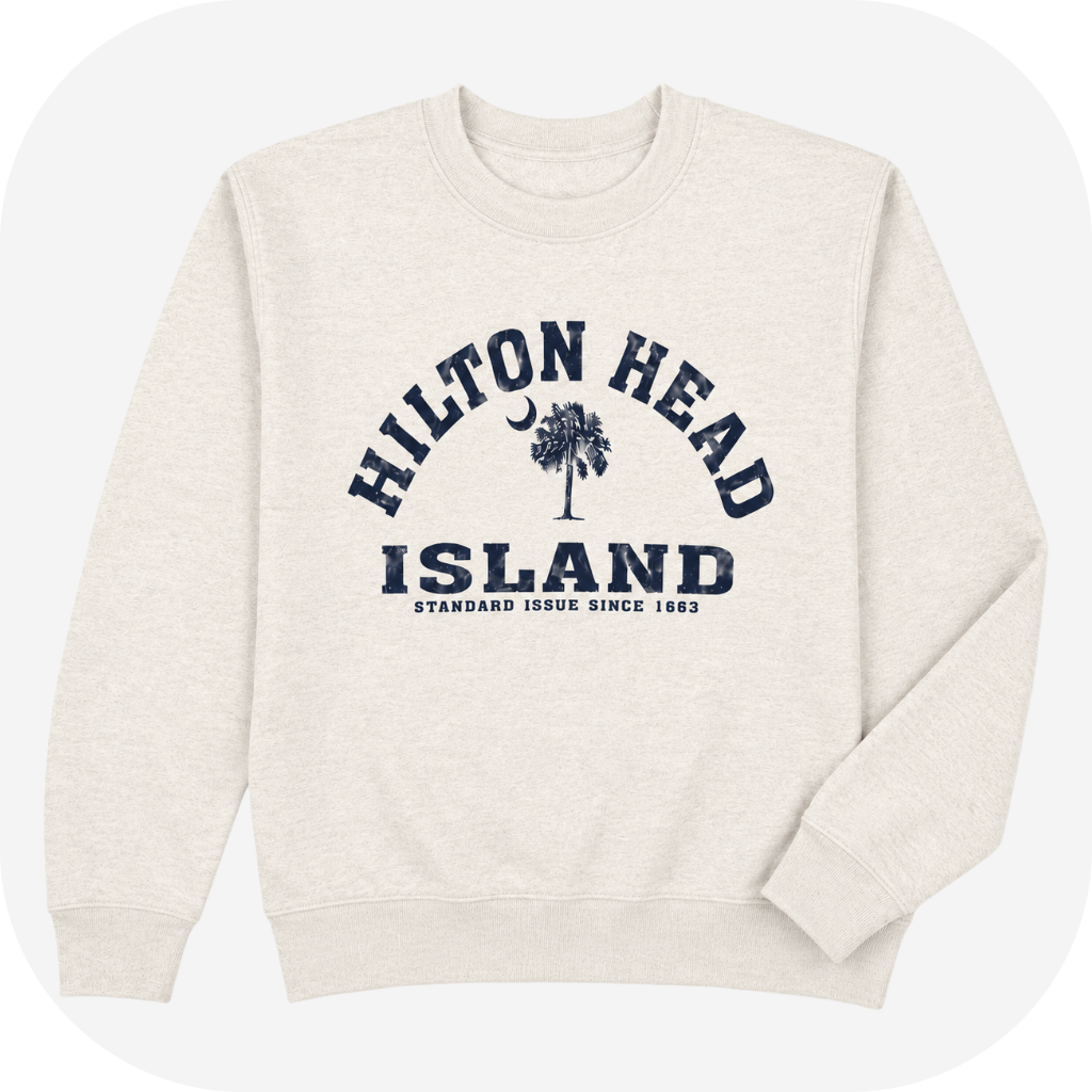 Hilton Head Island Standard Issue Palm Moon Crew Neck Sweatshirt