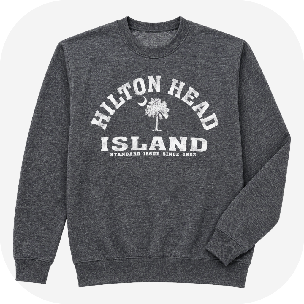 Hilton Head Island Standard Issue Palm Moon Crew Neck Sweatshirt