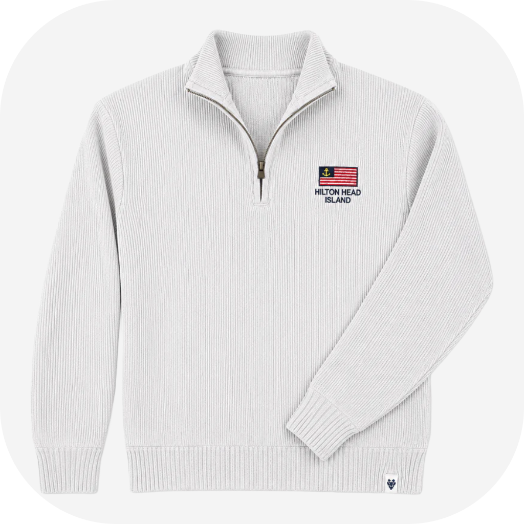 Hilton Head Embroidered Flag 1/4 Zip Sweatshirt
