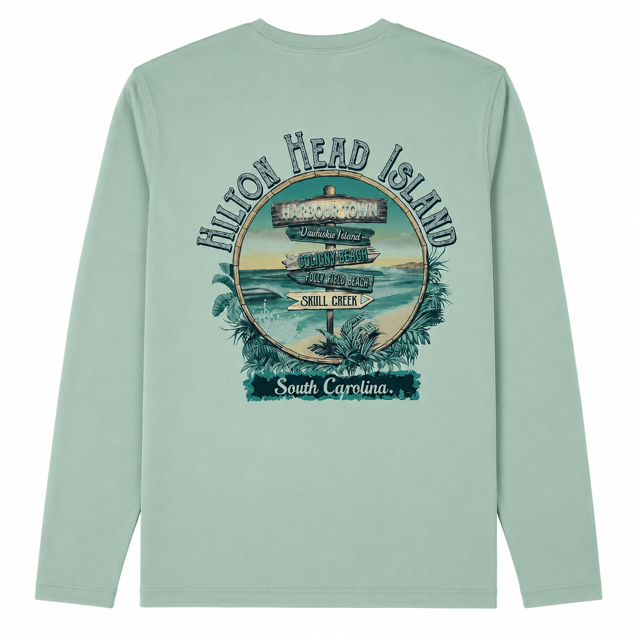 Hilton Head Island Injunction Beach Sign UPF Long Sleeve T-Shirt