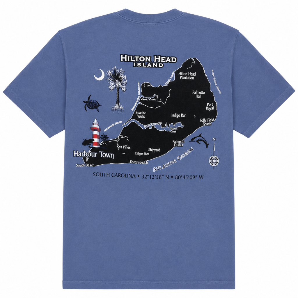 Hilton Head Island Floating Map T-Shirt