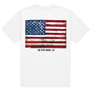 Hilton Head SC Driftwood American Flag Tee