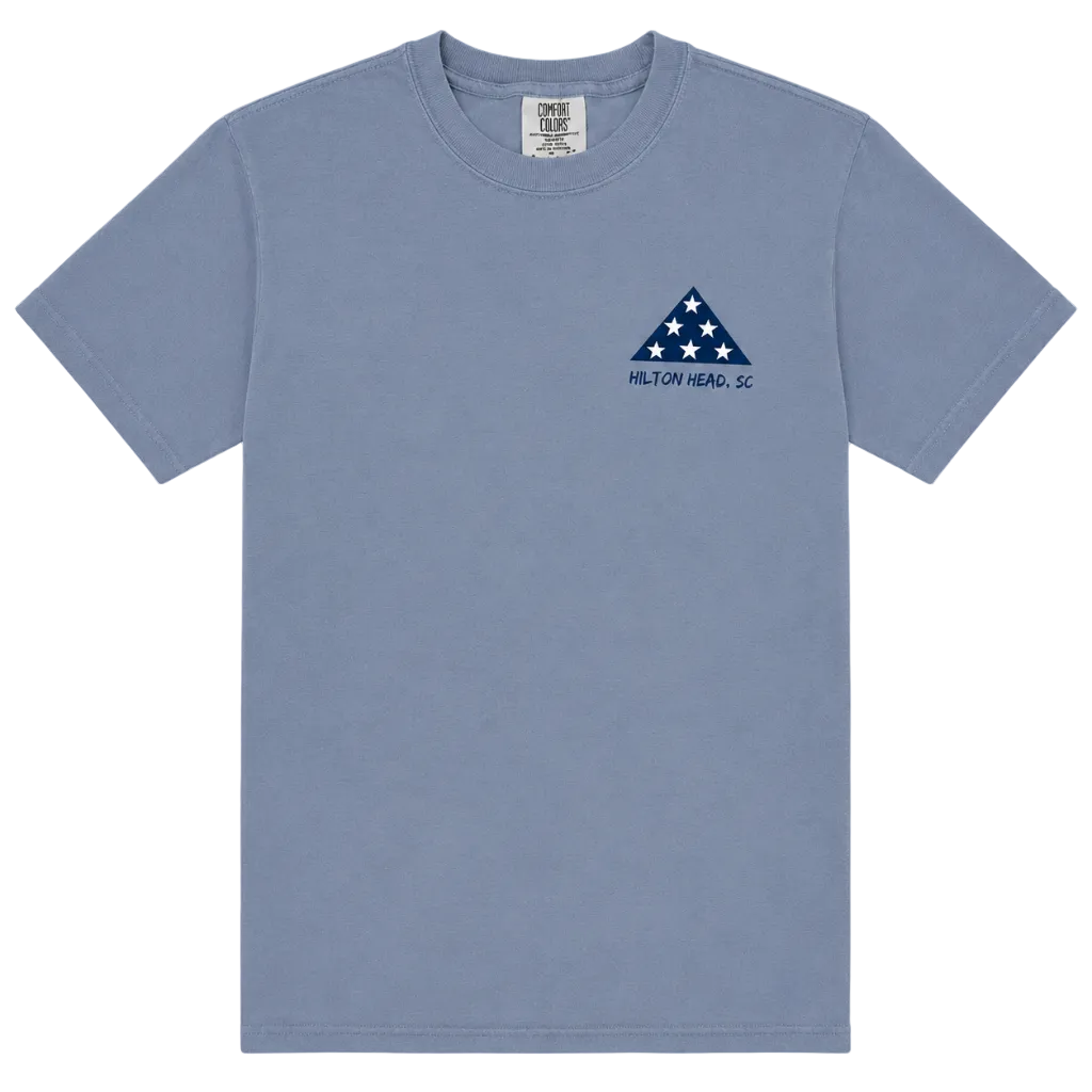 Hilton Head SC Driftwood American Flag Tee