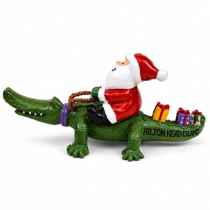 Santa Riding Alligator Ornament