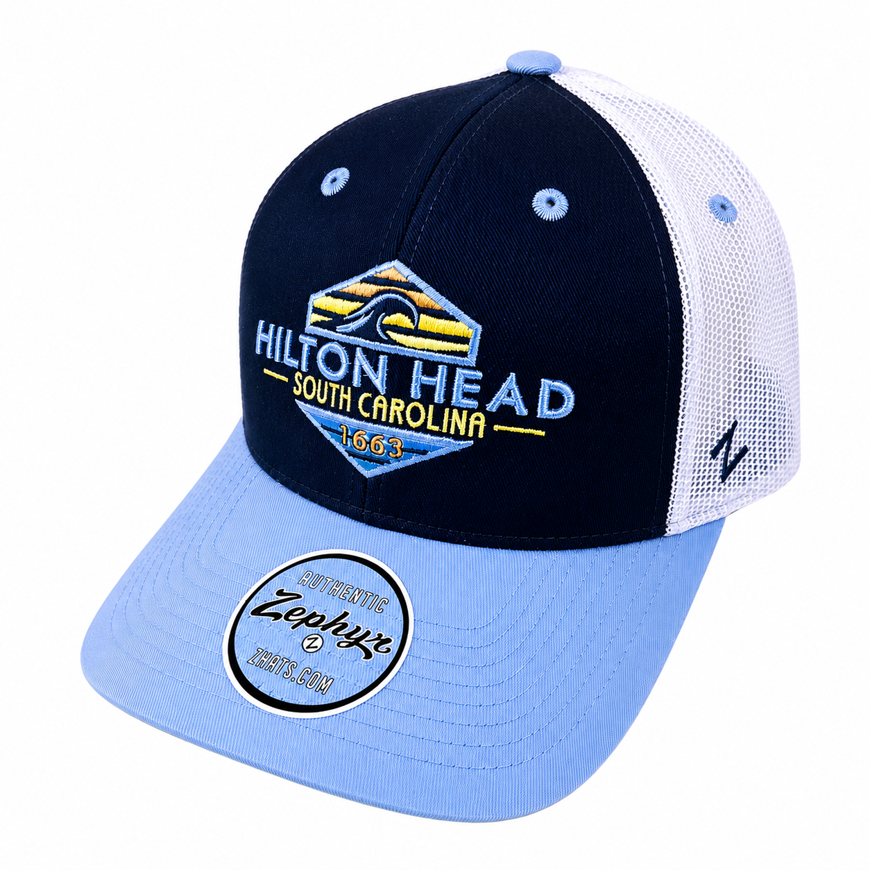 Hilton Head Embroidered Wave Mesh Cap
