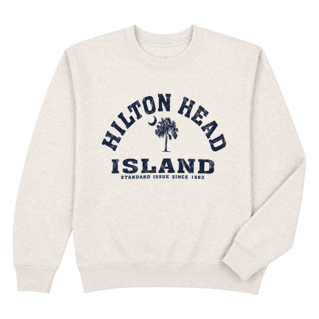 Hilton Head Island Standard Issue Palm Moon Crew Neck Sweatshirt