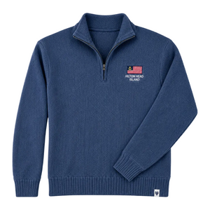 Hilton Head Embroidered Flag 1/4 Zip Sweatshirt