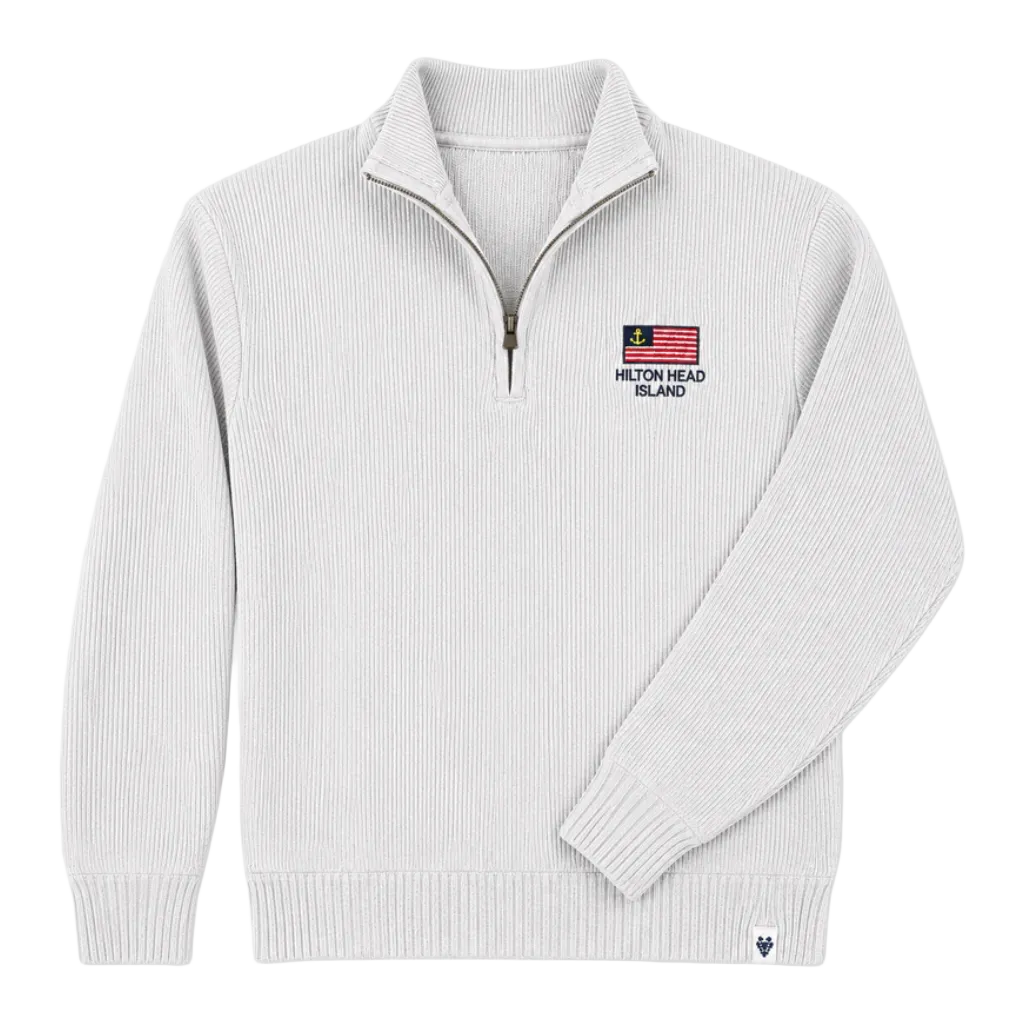 Hilton Head Embroidered Flag 1/4 Zip Sweatshirt