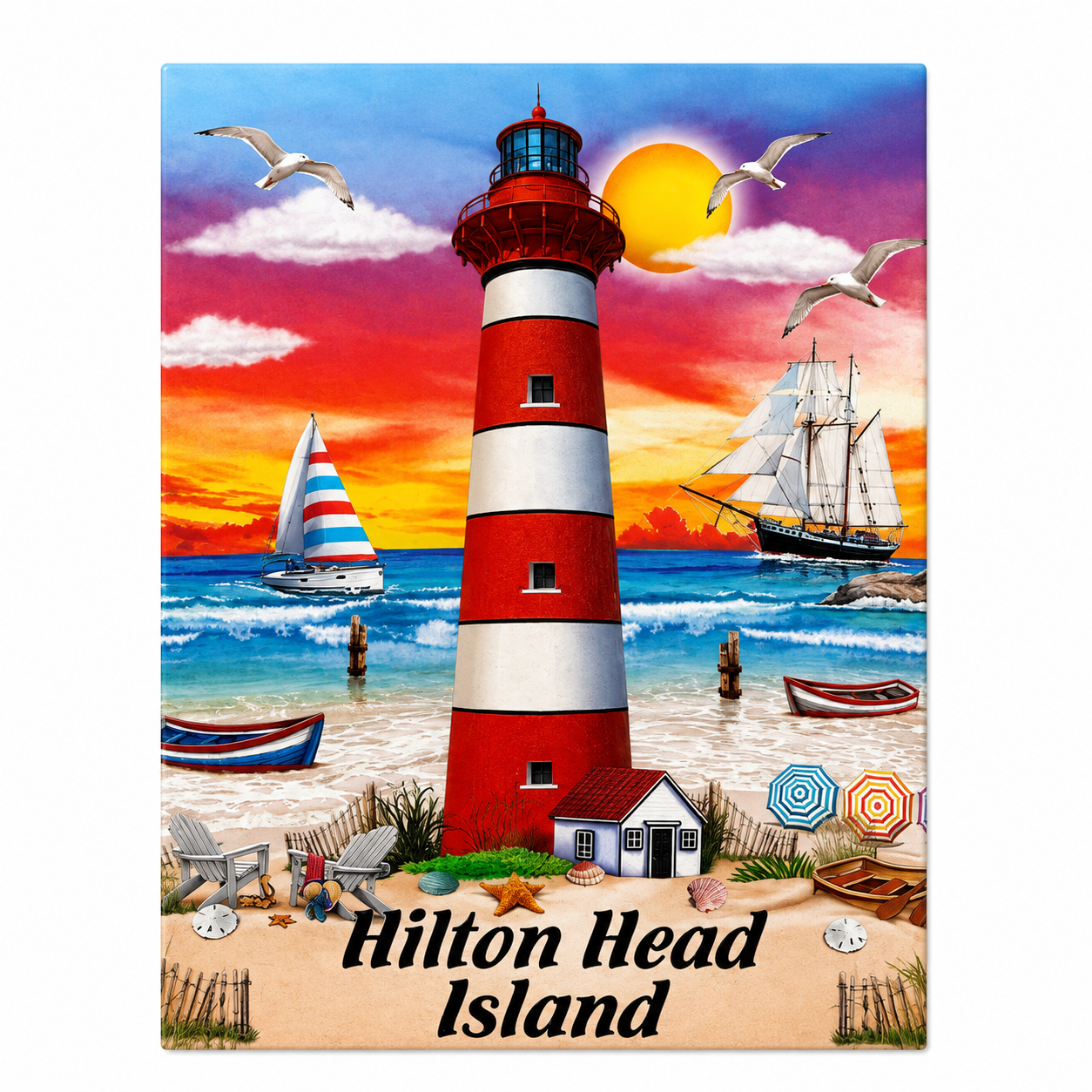Hilton Head Lighthouse Sunset Magnet