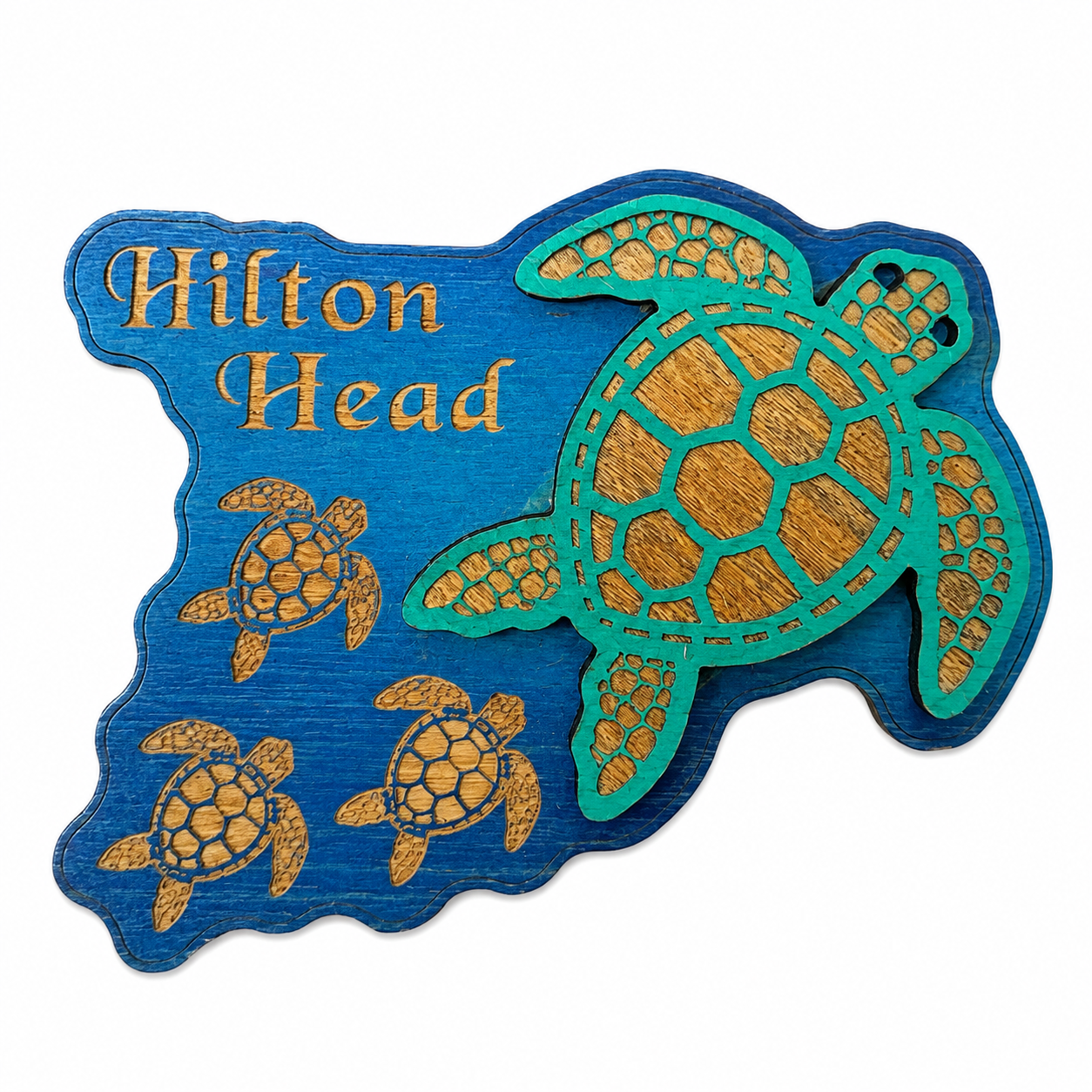 Hilton Head Turtle Family Wood Magnet