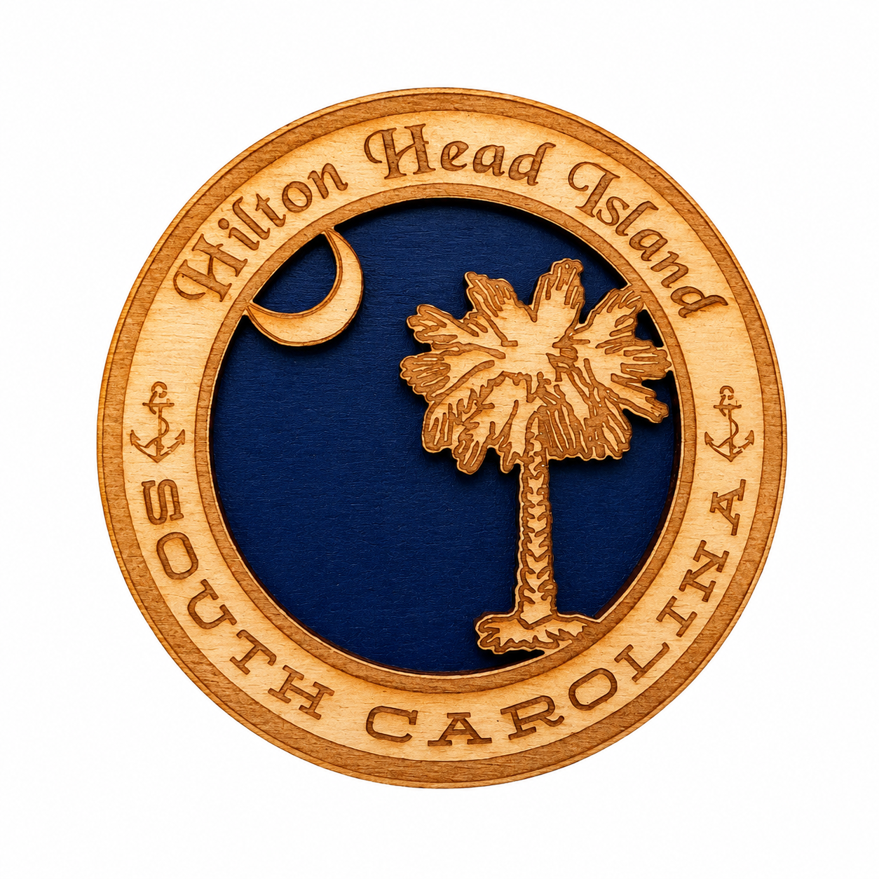 Hilton Head Palm & Moon Wood Magnet