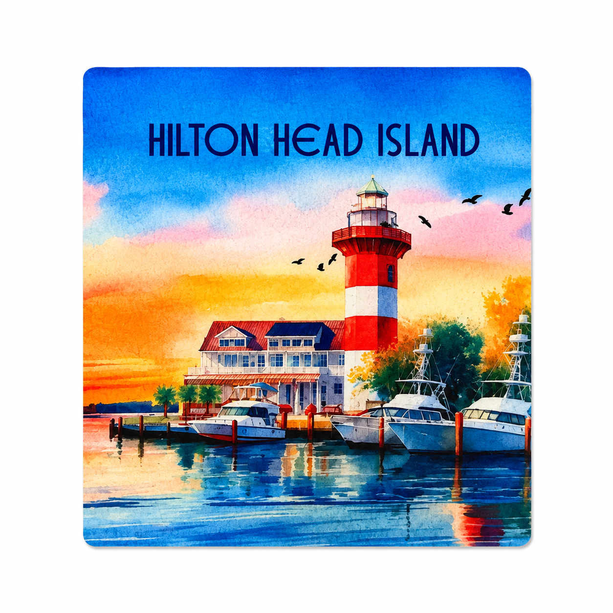 Hilton Head Lighthouse Square Magnet
