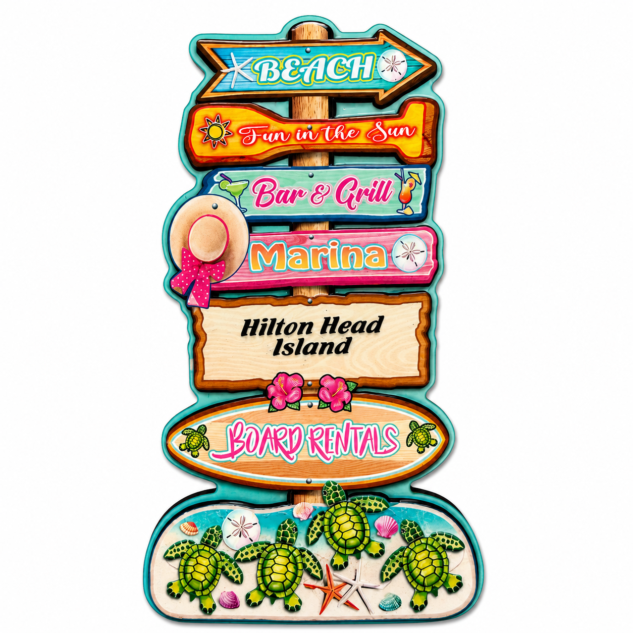 Hilton Head Turtle Beach Sign Layer Magnet