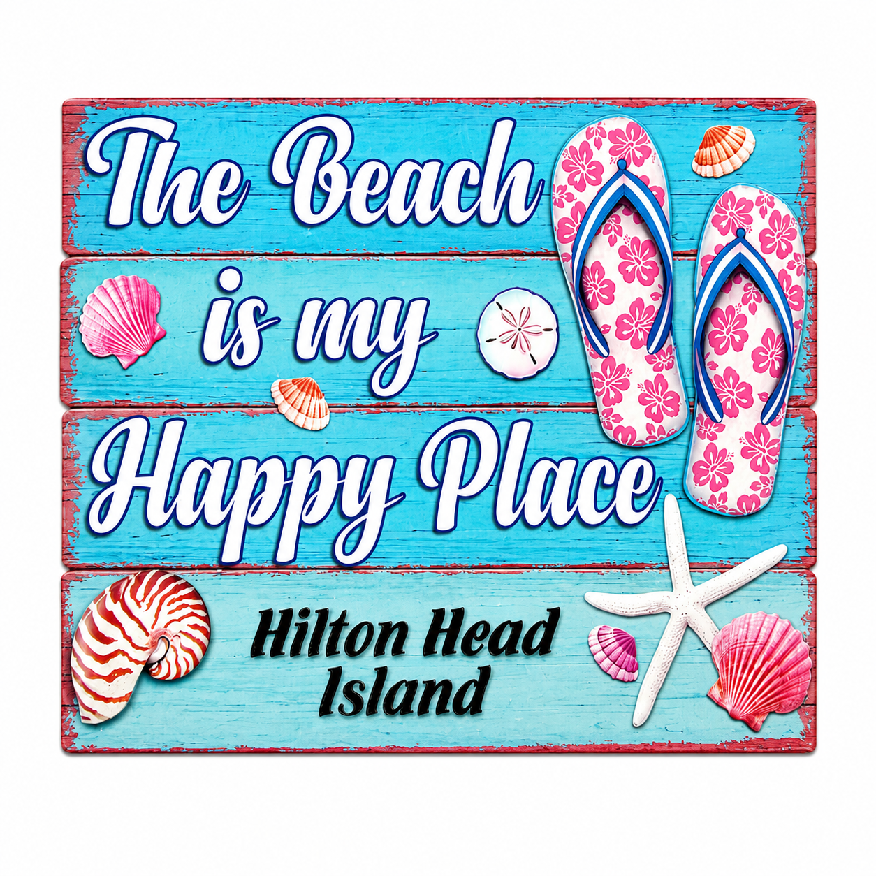 Hilton Head Happy Place Flip Flop Magnet