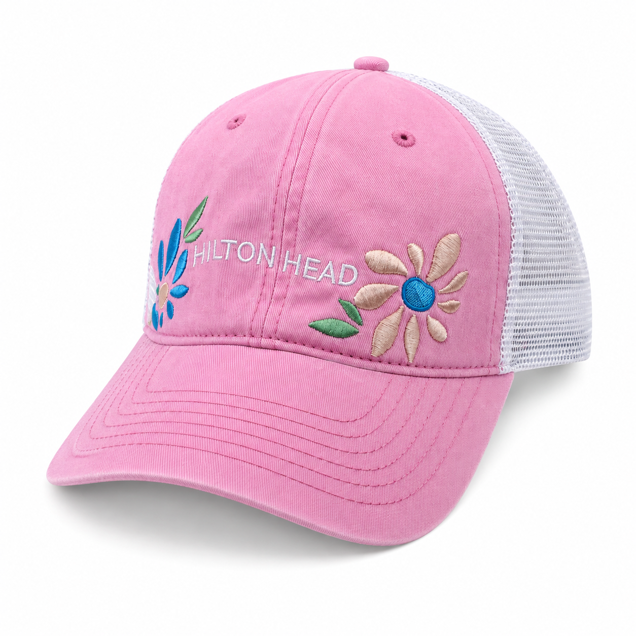 Floral Embroidered Hilton Head Mesh Cap