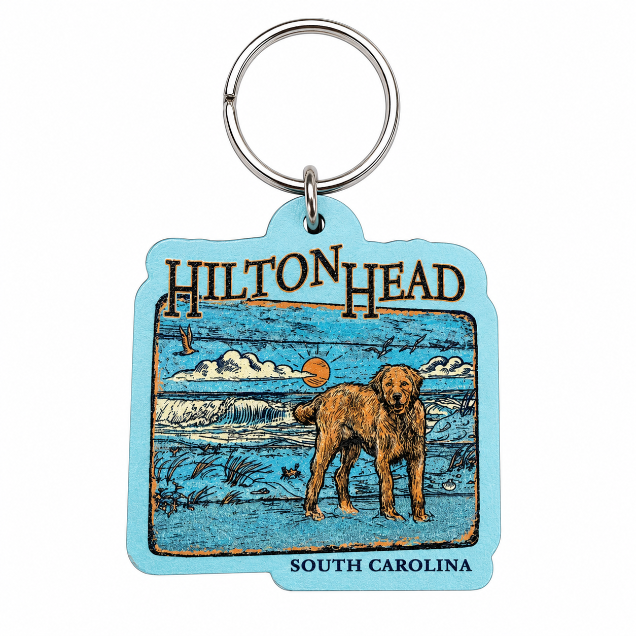 Hilton Head Beach Frame Dog Keychain