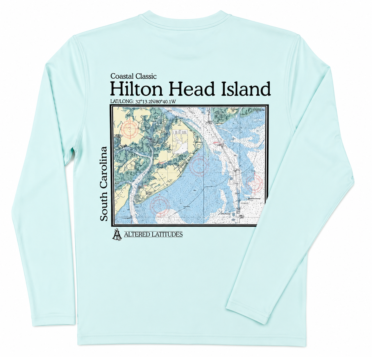 Hilton Head Island Map Tech UPF Long Sleeve T-Shirt