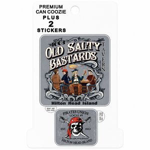 Old Salty Bastards Hilton Head Can Cooler & Sticker Pack