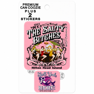 Salty Bs Hilton Head Can Cooler & Sticker Pack