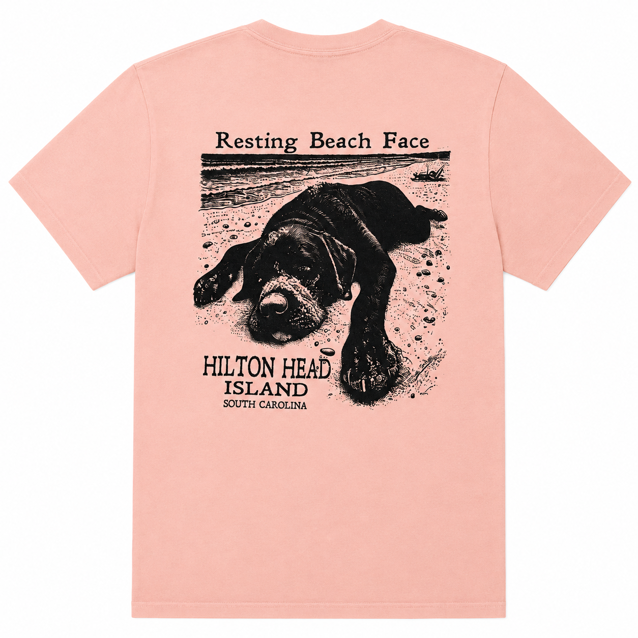 Hilton Head Resting Beach Face Dog T-Shirt