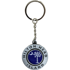 Hilton Head Island Silver Spinner Key Chain