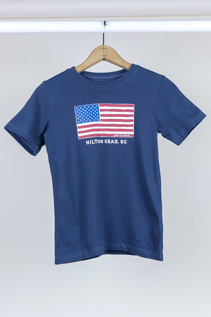 Life Is Good Hilton Head Island American Flag T-Shirt - Youth